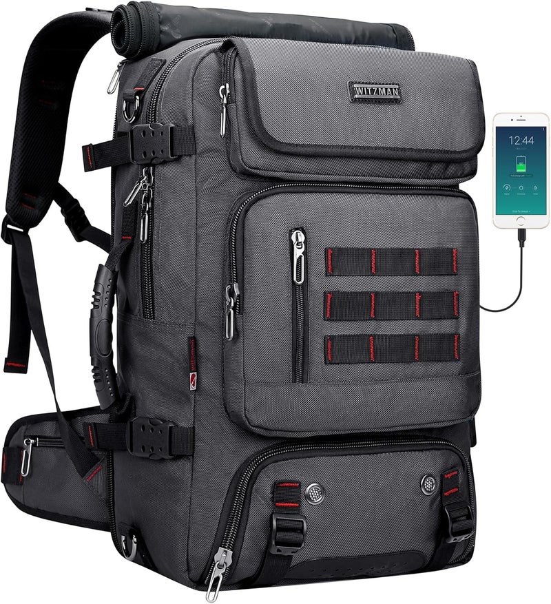 WITZMAN Carry on Travel Backpack for Men Women Airline Approved Convertible Nylon Duffle Backpack Luggage Bag (B682 Silvery Grey) - Image 1